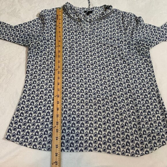 Talbots birds in cages pullover ruffle detail lightweight flowy shirt top blouse - Picture 9 of 10